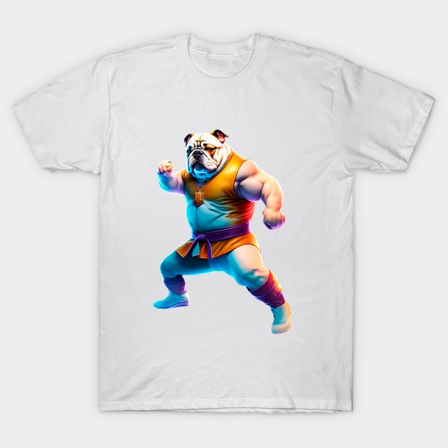 Bulldog fighting kung Fu T-Shirt by enyeniarts